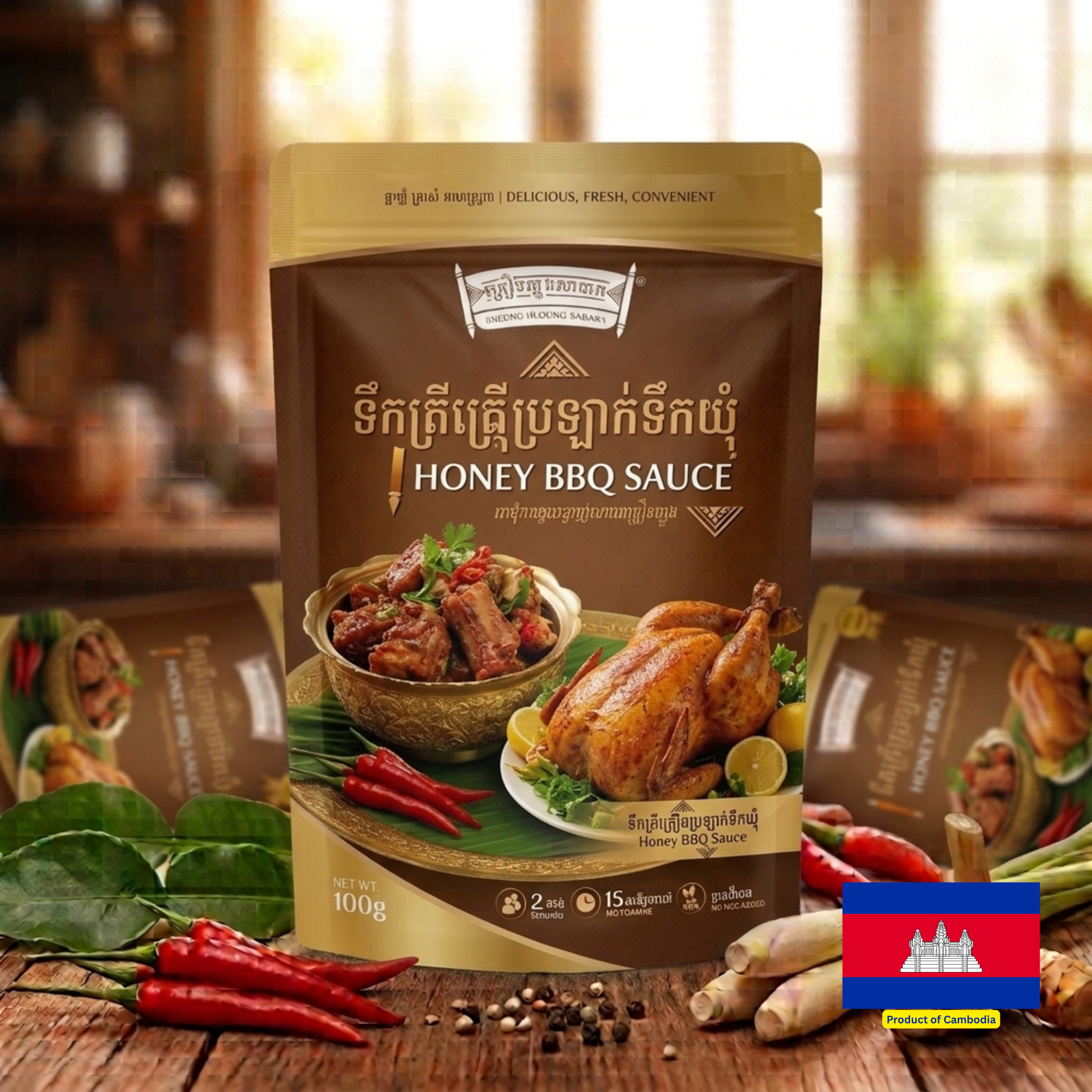 HONEY BBQ SAUCE / ទឹកត្រីគ្រឿងប្រឡាក់ទឹកឃ្មុំ 100g