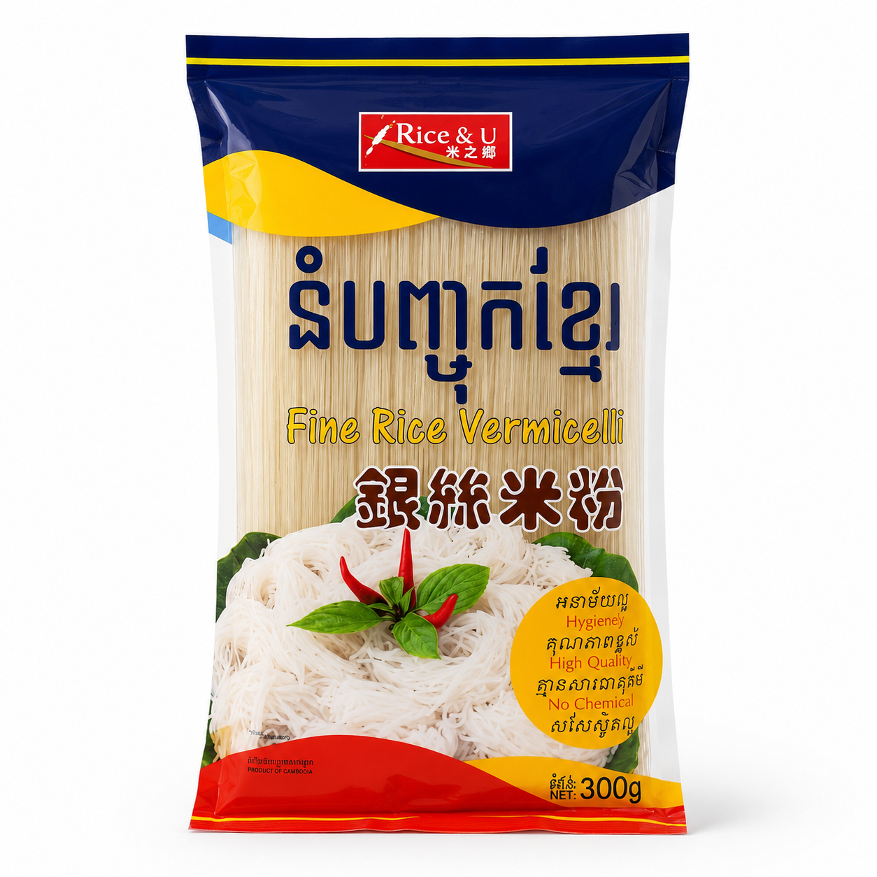 RICE & U FINE RICE VERMICELLI / នំបញ្ចុកខ្មែរ 300g